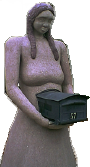 abidance - a seven foot tall statue of a women holding a mailbox